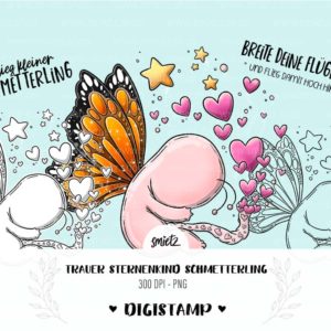 Teaser smietz Digistamp / Clipart - Trauer Sternenkind Schmetterling Digitaler Stempel, Clipart, Illustration, Basteln, Scrapbooking, png, Sublimation, Printable