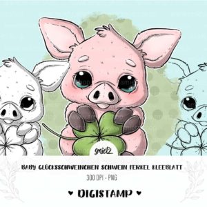 Teaser smietz Digistamp / Clipart - Baby Schweinchen Ferke Glück Digitaler Stempel, Clipart, Illustration, Basteln, Scrapbooking, png, Sublimation, Printable
