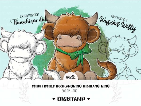 Teaser smietz Digistamp / Clipart - Schottisches Hochlandrind Highland Rind Digitaler Stempel, Clipart, Illustration, Basteln, Scrapbooking, png, Sublimation, Printable