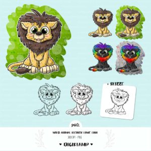 Teaser smietz Digiset Digistamp / Clipart - PNG – Wild Animal Kleiner Löwe Lion Digitaler Stempel, Clipart, Illustration, Basteln, Scrapbooking, png, Sublimation, Printable