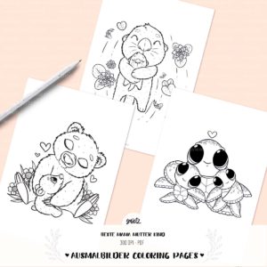 Teaser smietz Printable - Ausmalbilder Coloring Pages Beste Mama Mutter Kind Bär Otter und Schildkröte Clipart, Illustration, pdf, ausmalen,