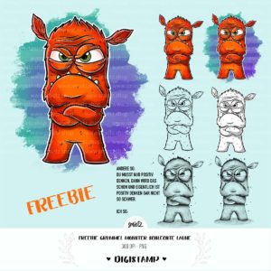 Teaser smietz Digiset Digistamp / Clipart - PNG – Freebie Cartoon Grummel Monster Schlechte Laune Digitaler Stempel, Clipart, Illustration, Basteln, Scrapbooking, png, Sublimation, Printable