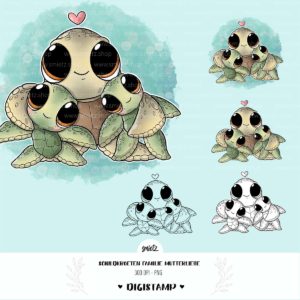 Teaser smietz Digiset Digistamp / Clipart - PNG – Schildkröten Familie Mutterliebe Digitaler Stempel, Clipart, Illustration, Basteln, Scrapbooking, png, Sublimation, Printable